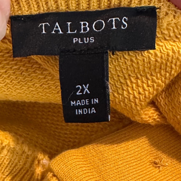 Talbots Plus Ruffle Trim Raglan Cotton Sweatshirt Yellow 2X Fall Feminine Cozy - Picture 7 of 12